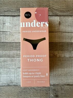 Proof Period Underwear Thong M/L Black Light Absorbency Period Proof New